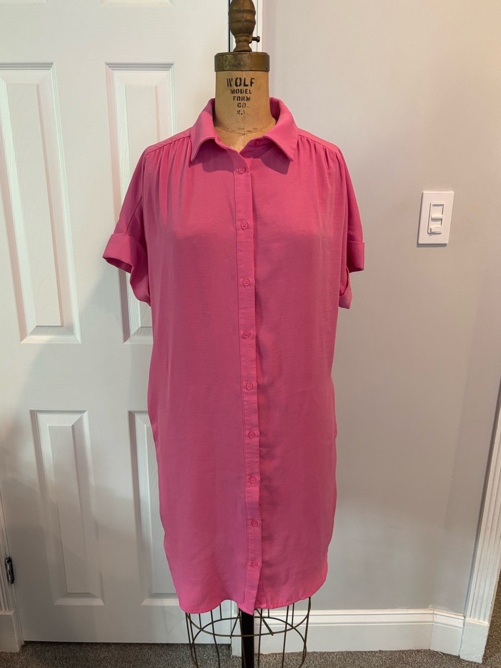 Caslon Pink Button-Front Shirt Dress